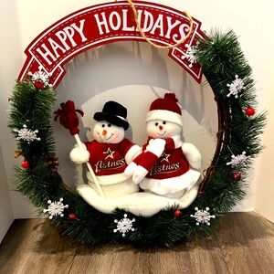 Vintage Houston Astros Snowmen Wreath
